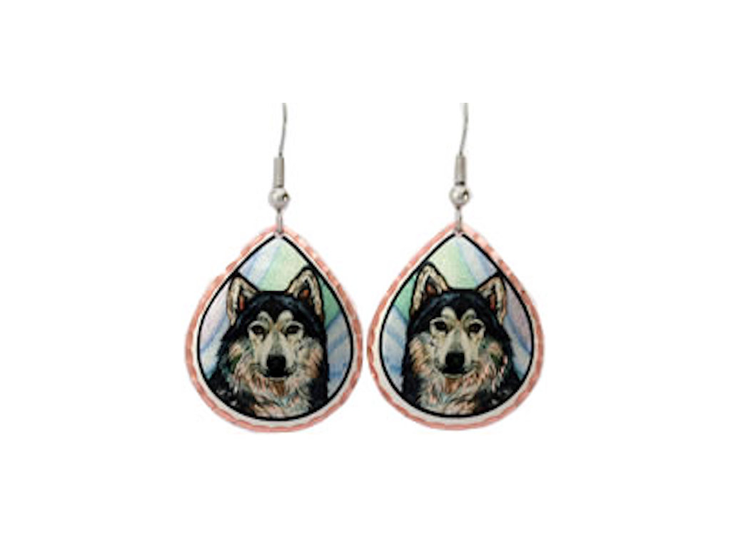 Colourful Grey Wolf Earrings - Gallop-n-Gifts