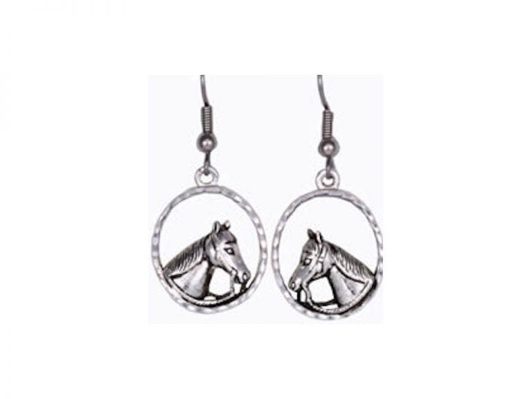 Silver Horse Head Earrings