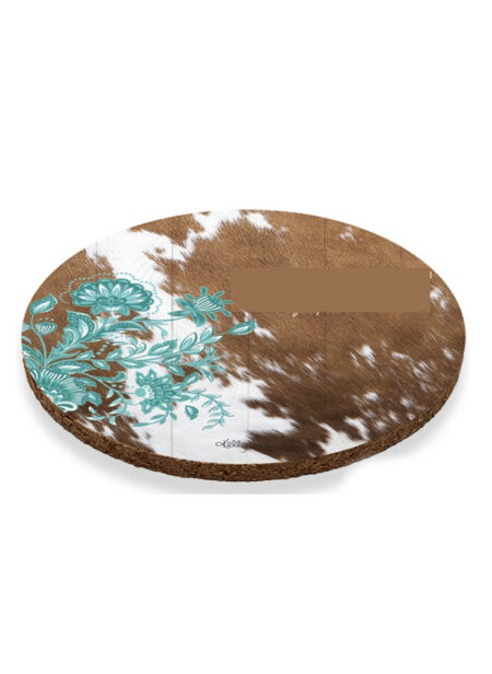 round-coaster-set-cowhide-like-with-aqua-accents